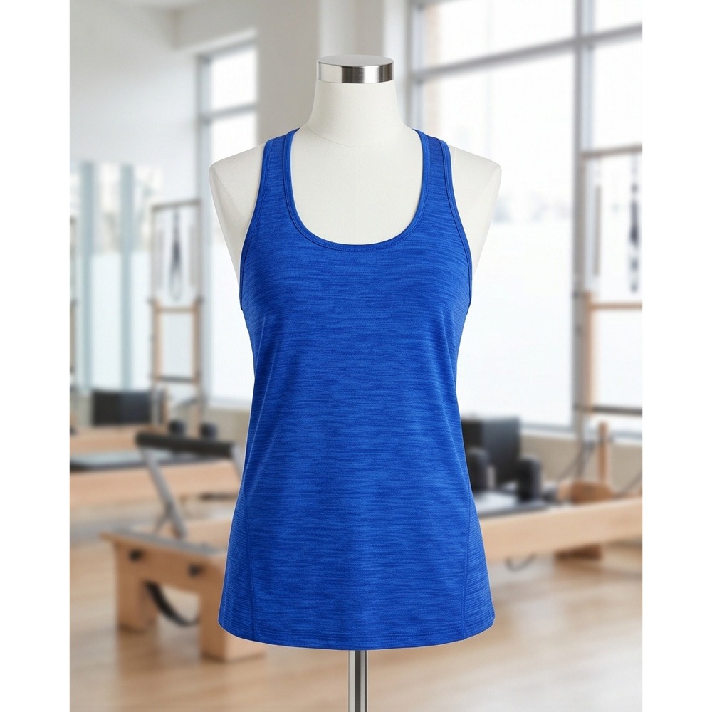 Athleta LT Chi Tank Top Blue Heathered Racerback Activewear Women's Yoga Pilates